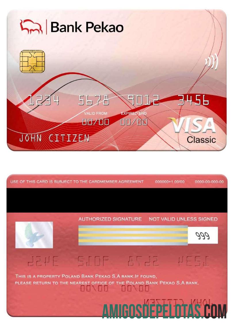 Poland Bank Pekao S.A Bank Visa Classic Card sample